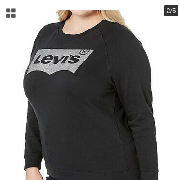 NWT Levi's Crewneck Sweatshirt Black Silver Glitter size 3X - Picture 2 of 7